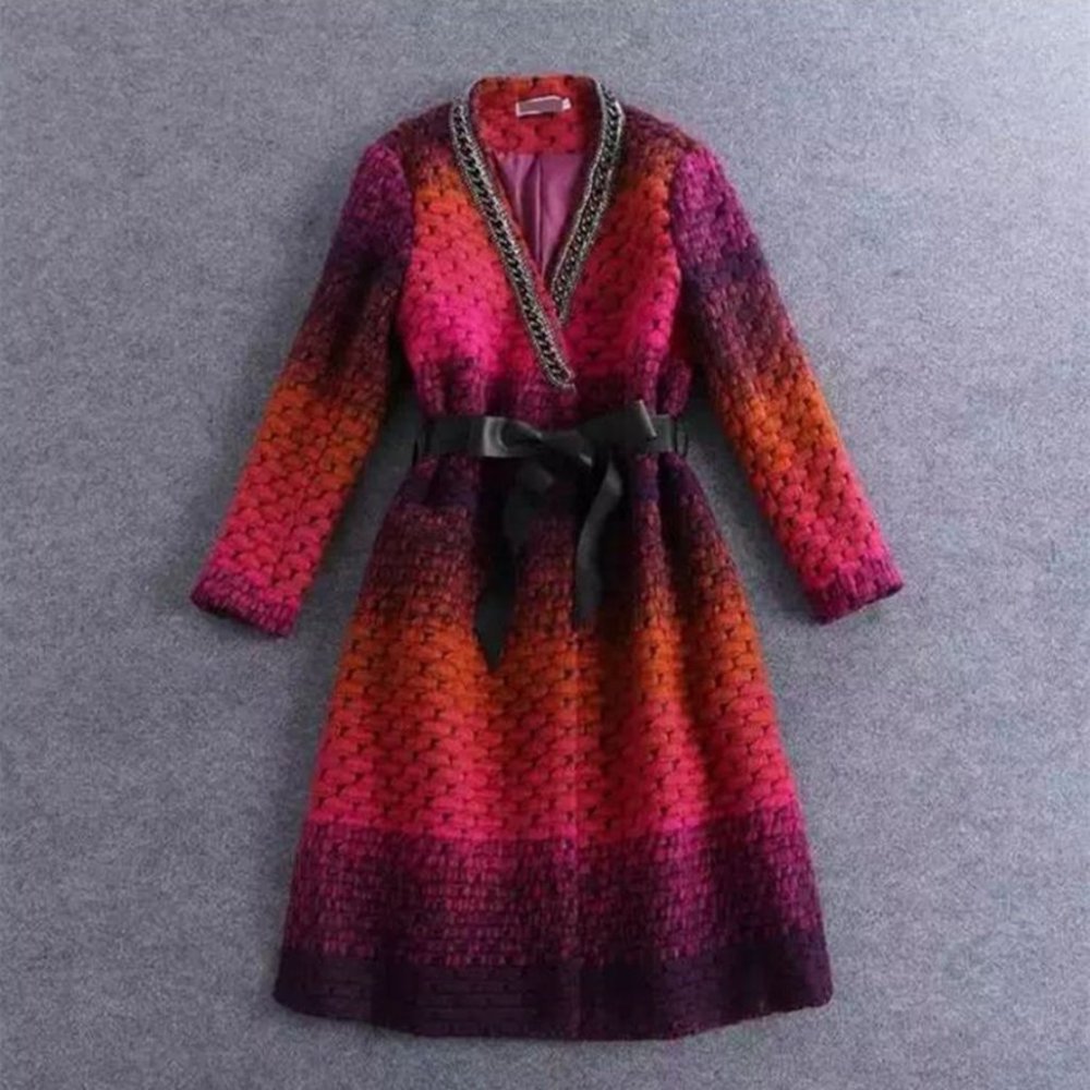 Ounis Color Block Wool Coat